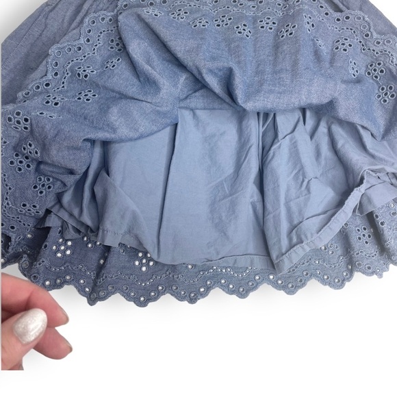 CAT & JACK Size L 10/12 Chambray Eyelet Full Pullon Cotton Skirt - Picture 6 of 10